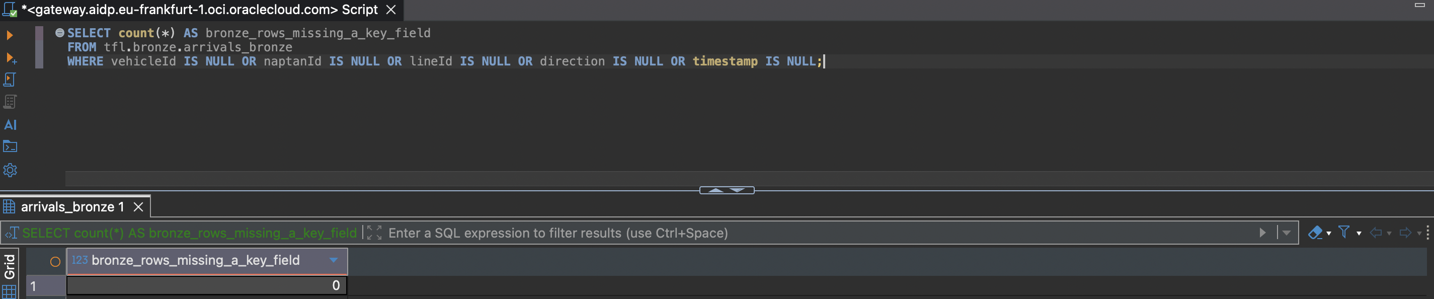 Completeness check query result: bronze_rows_missing_a_key_field = 0