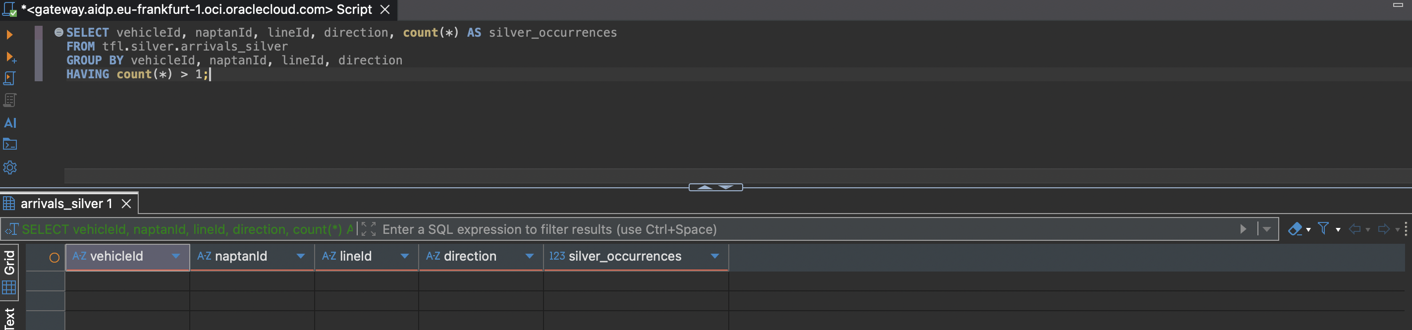 Silver dedup check query, returning zero rows