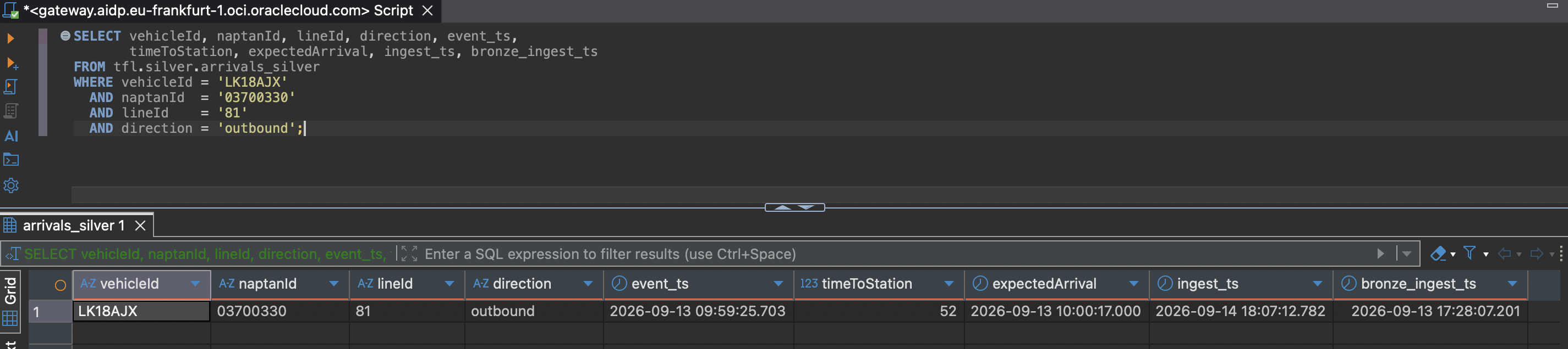 Silver query for the same key, returning exactly one row
