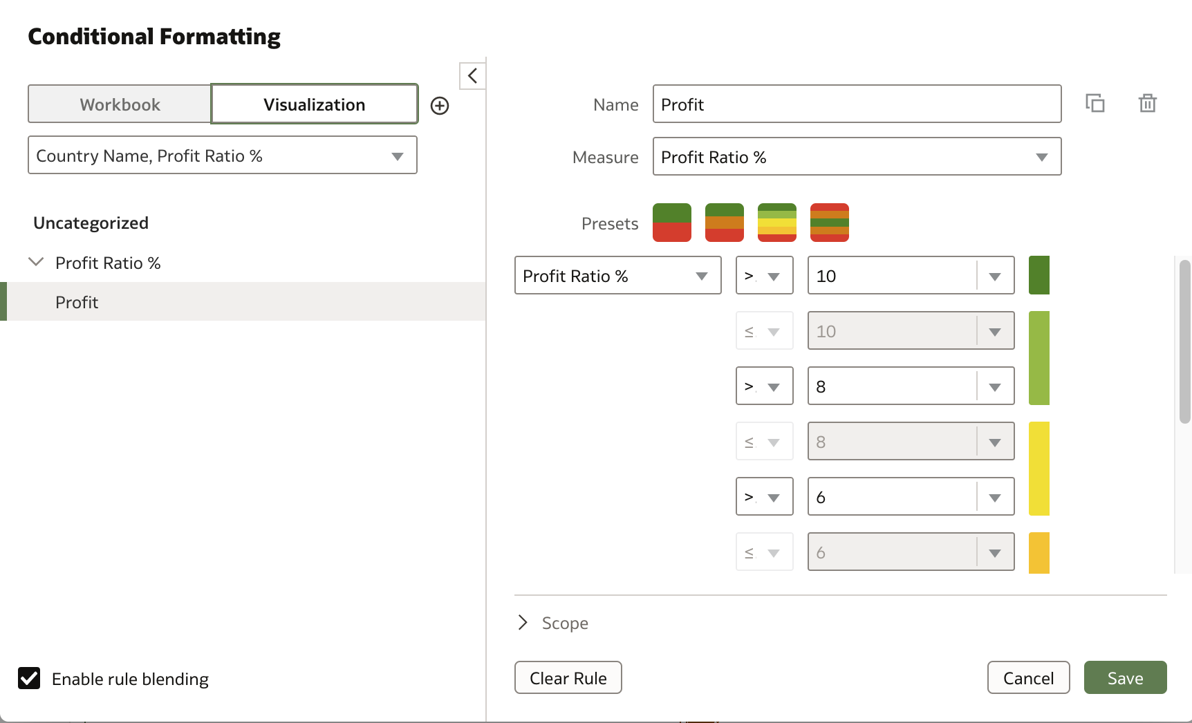 Conditional Formatting Window