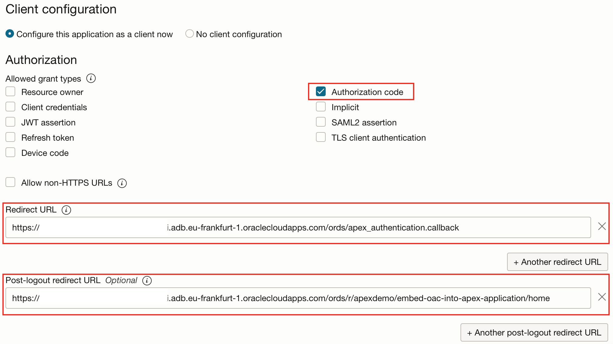 Client configuration -1 