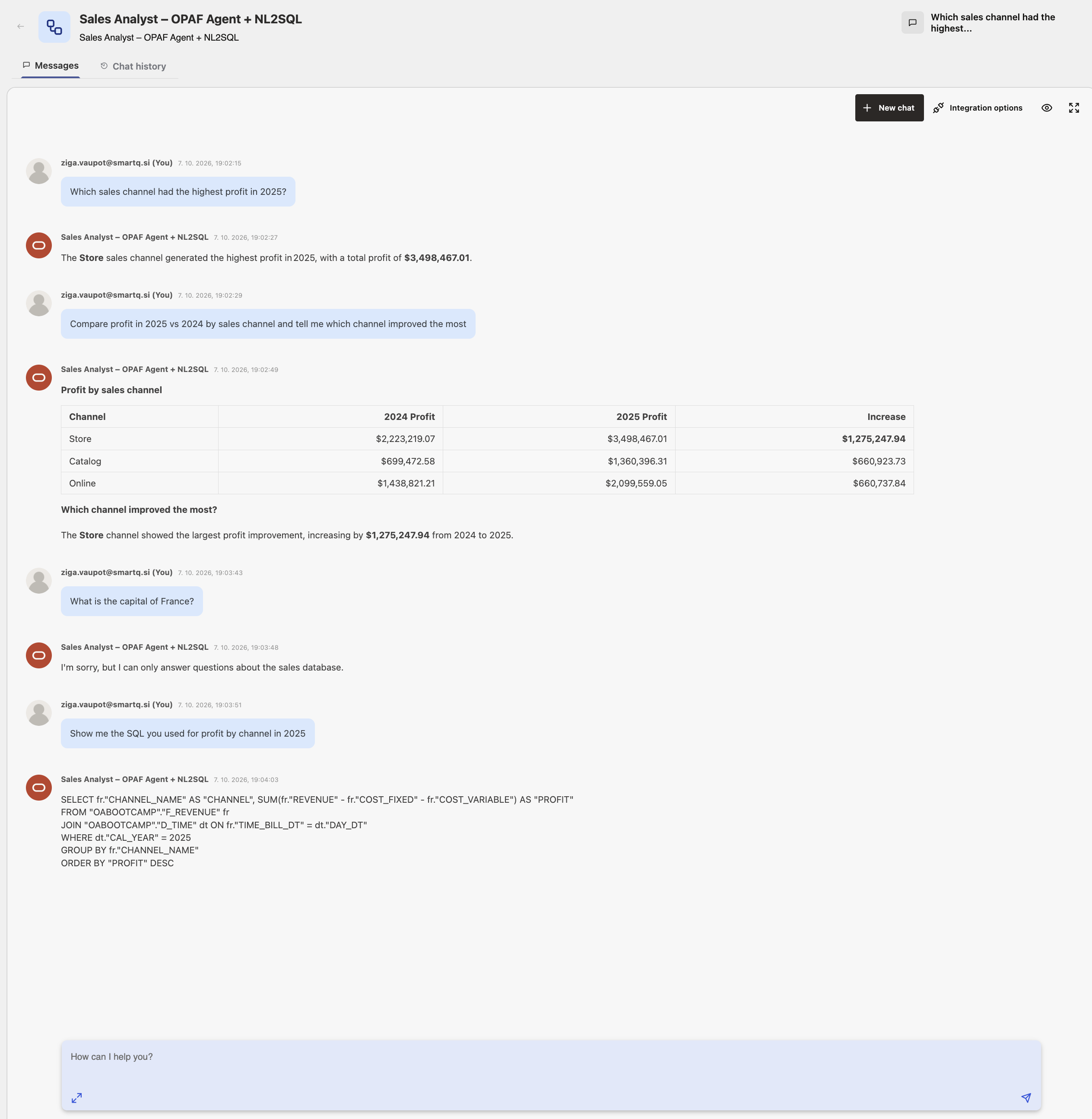 Flow A chat tests