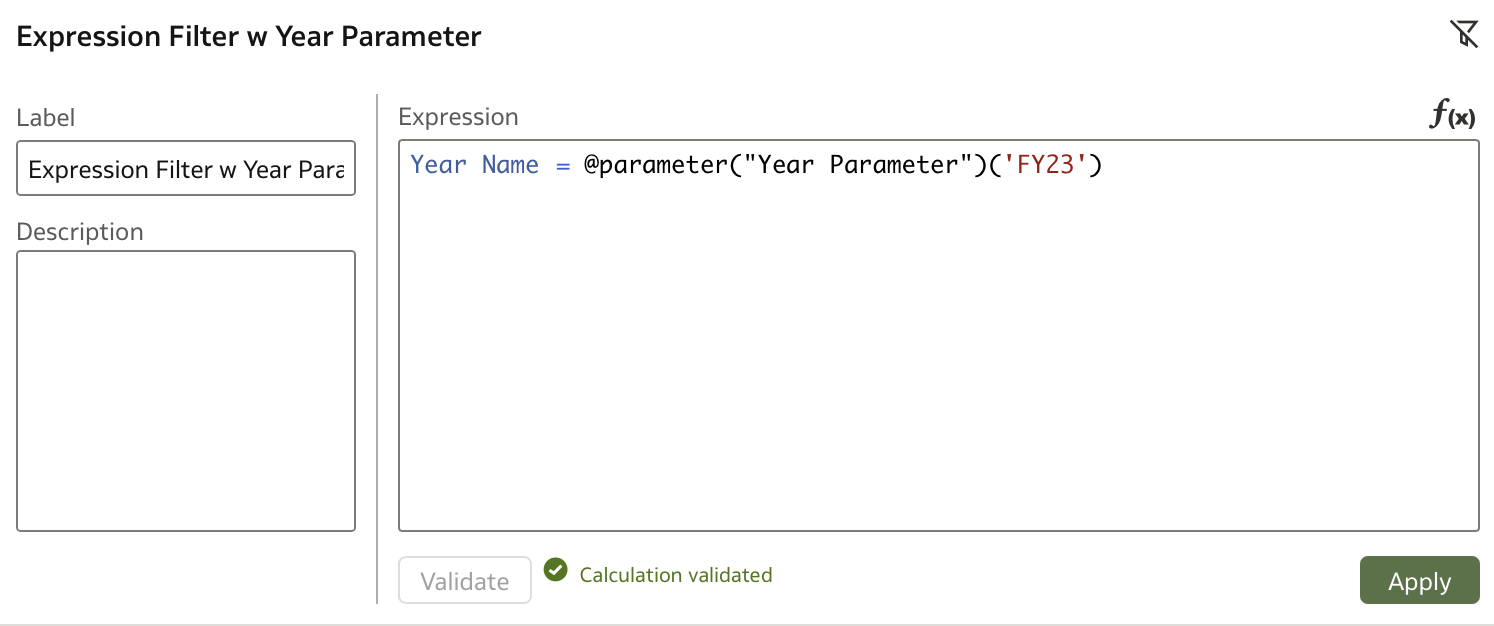 Expression Filter using Parameter
