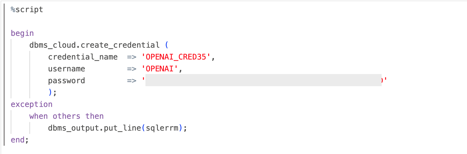Create credential