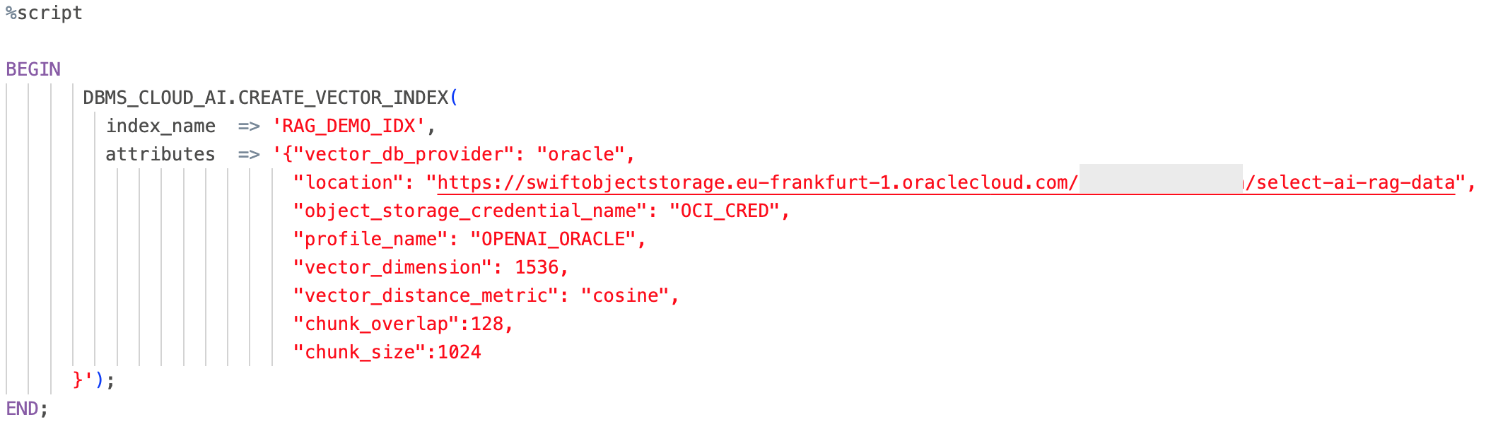 Create a new vector index