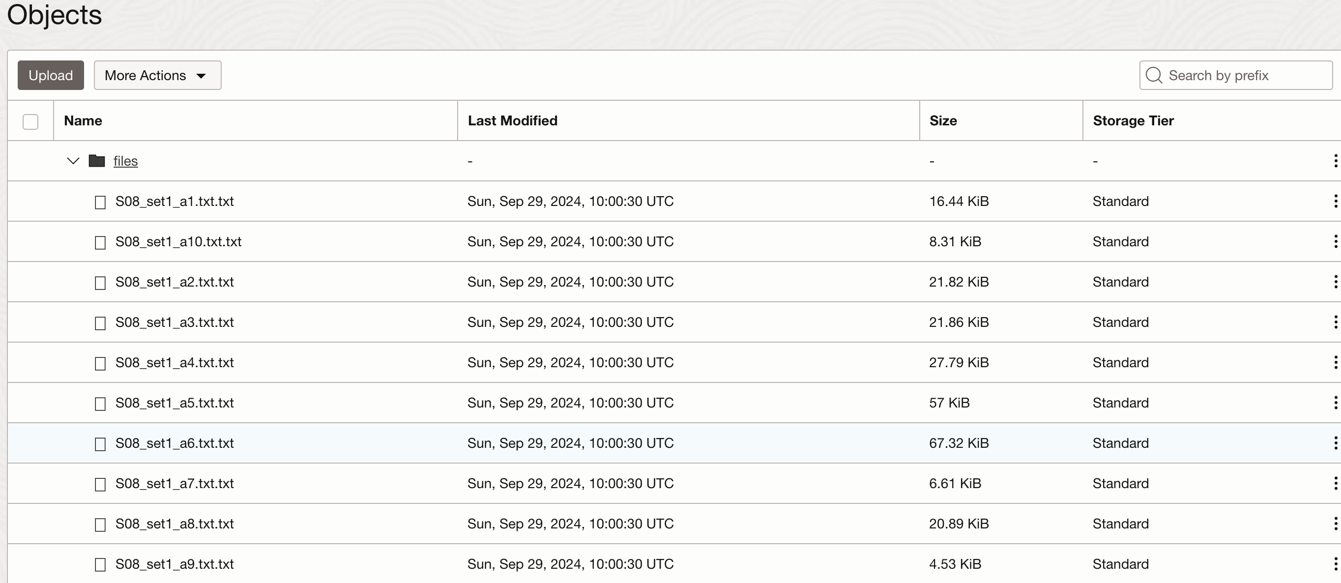 Upload data files to Object Storage