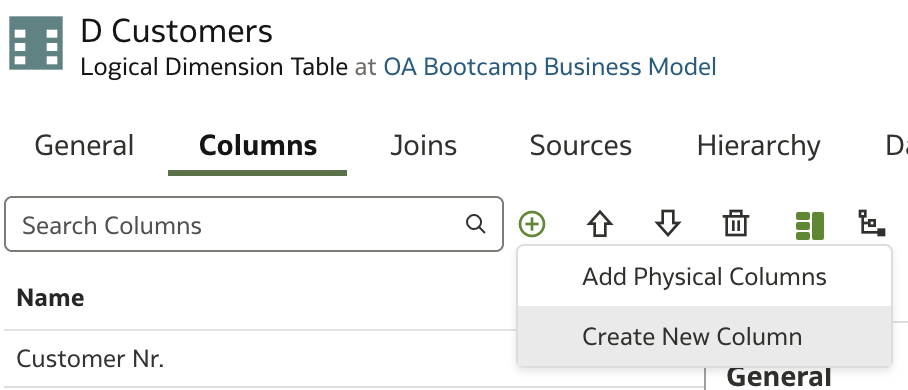 Create a new column in dimension