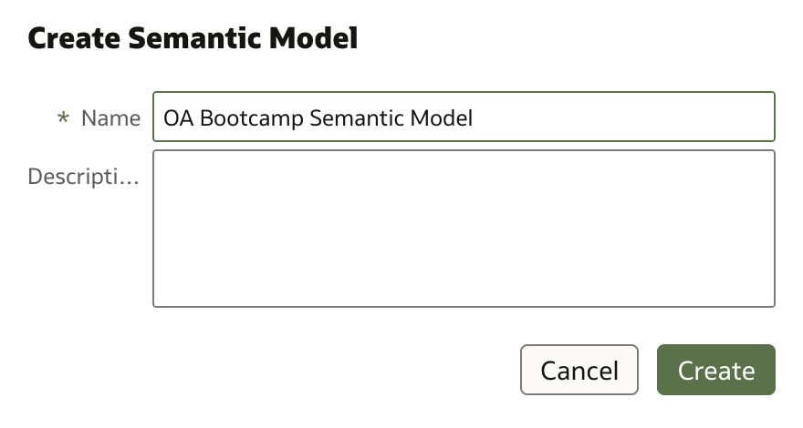 Create Semantic Model dialog