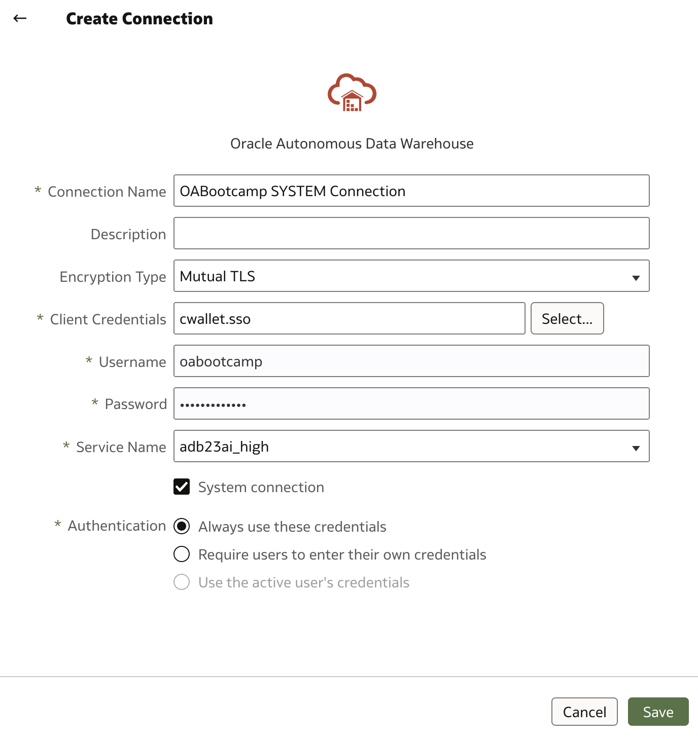 Create System Connection