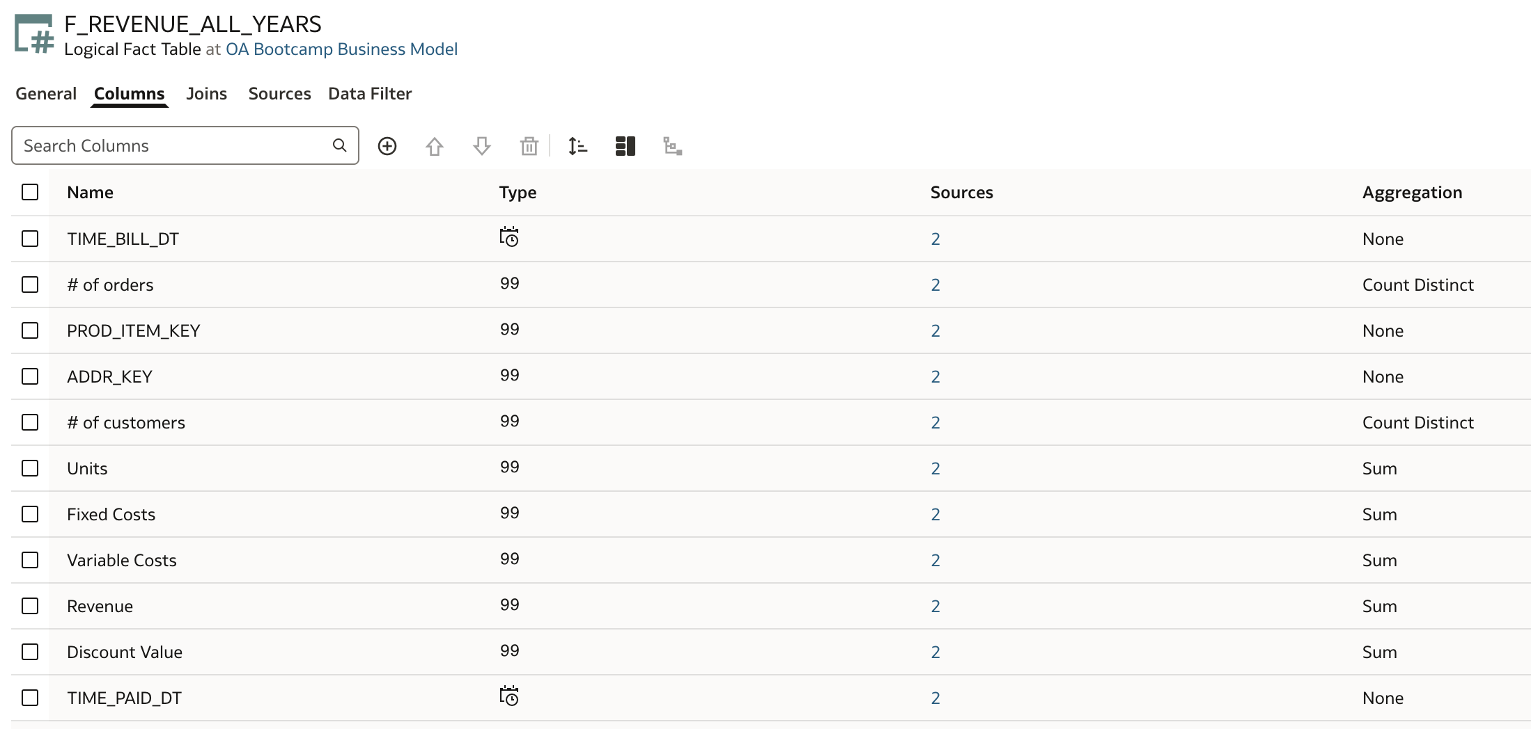 Status: Logical Table Crated