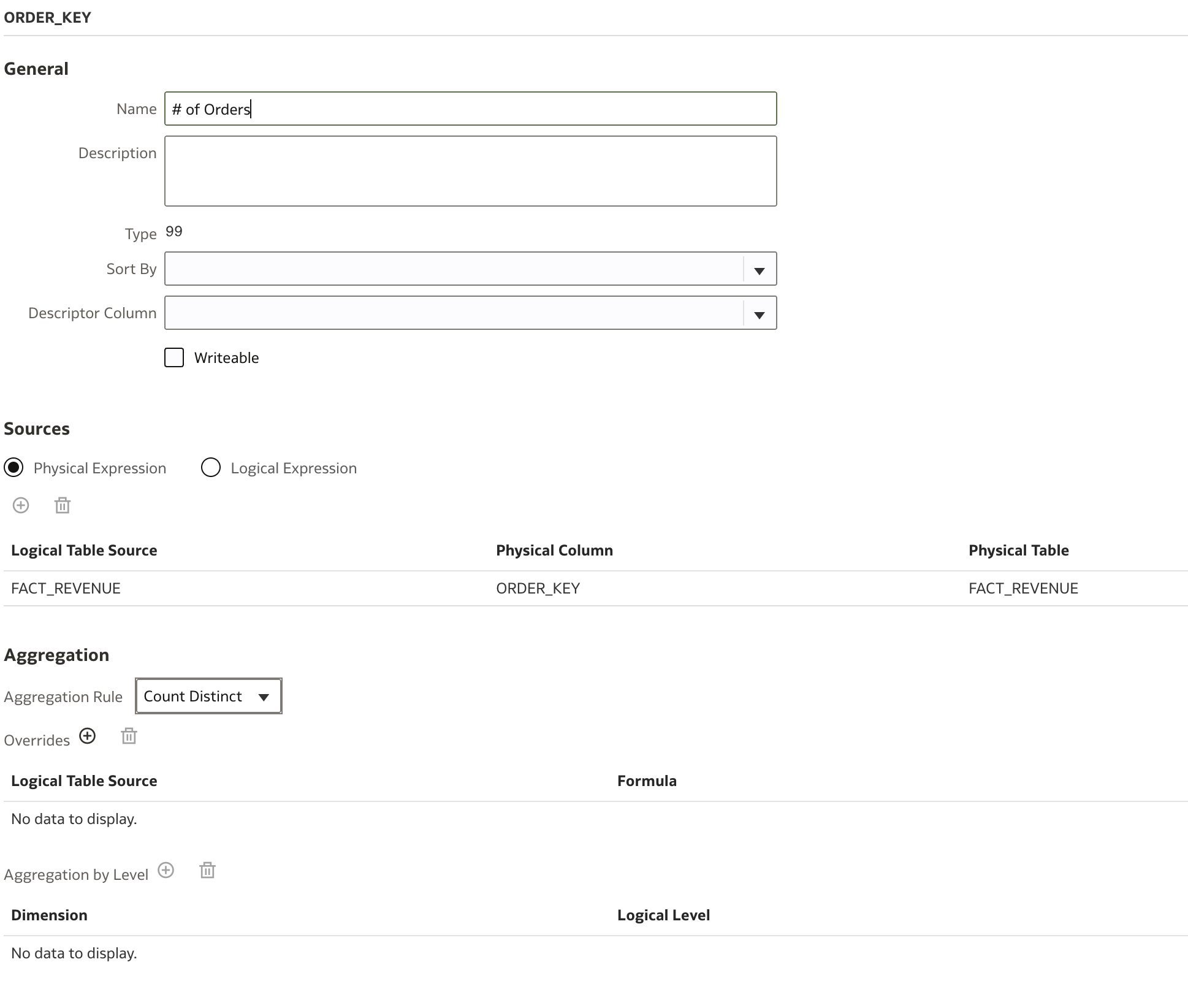 Columns - Details - ORDER_KEY
