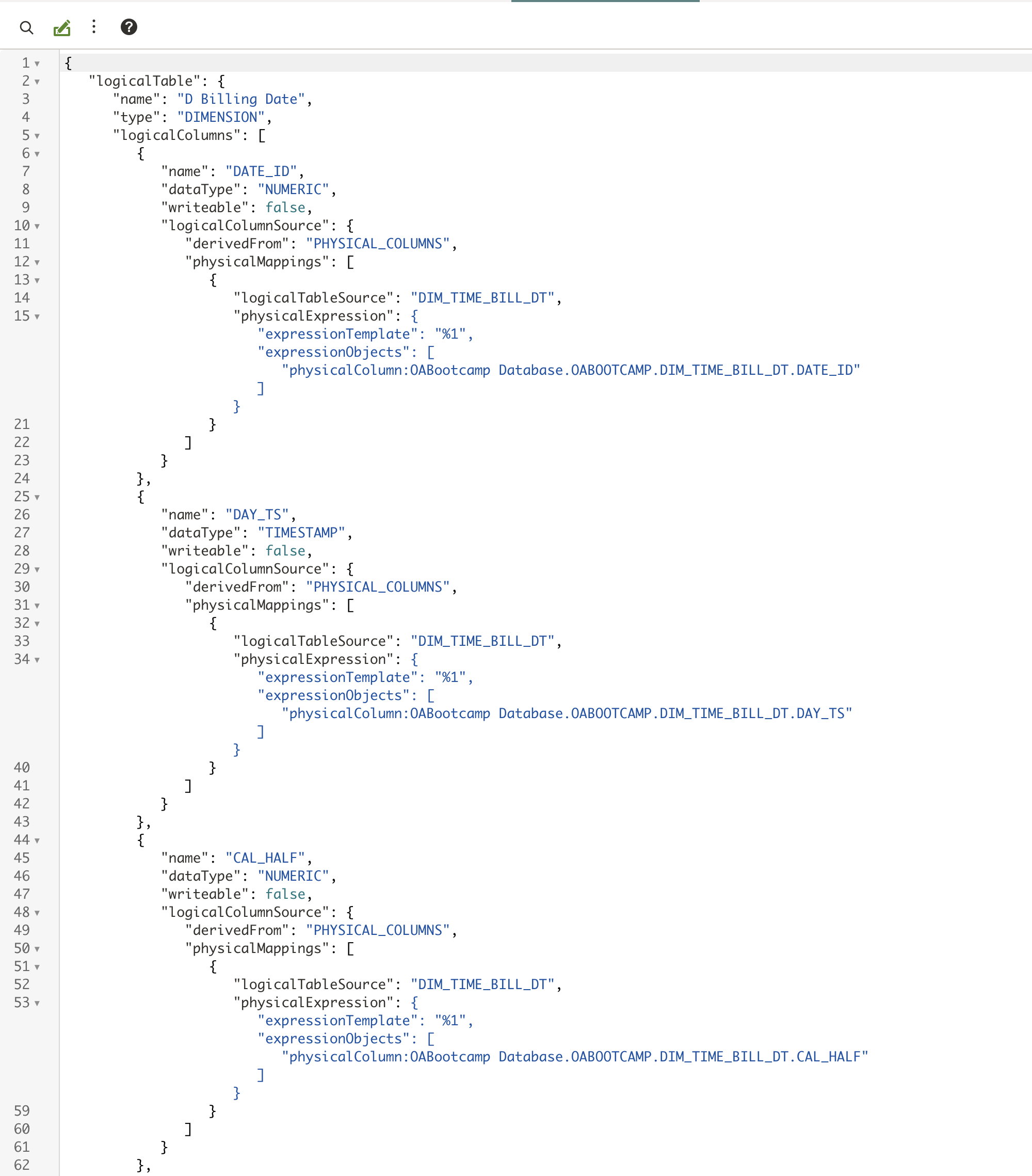 Updated column definition in SMML Editor