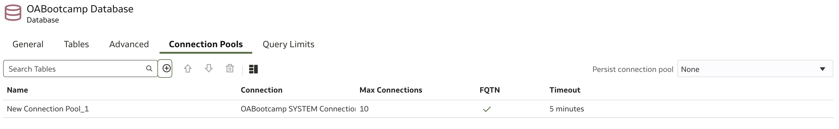 Adding a new Connection Pool
