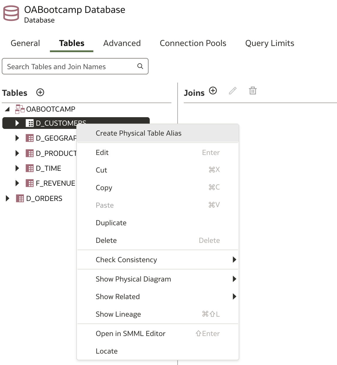 Create Physical Table Alias