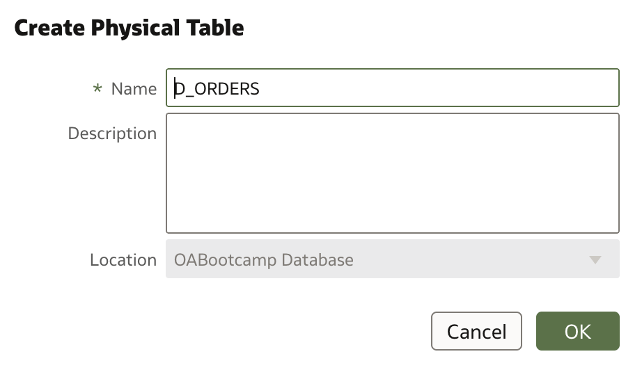 Create Physical Table Dialog 1