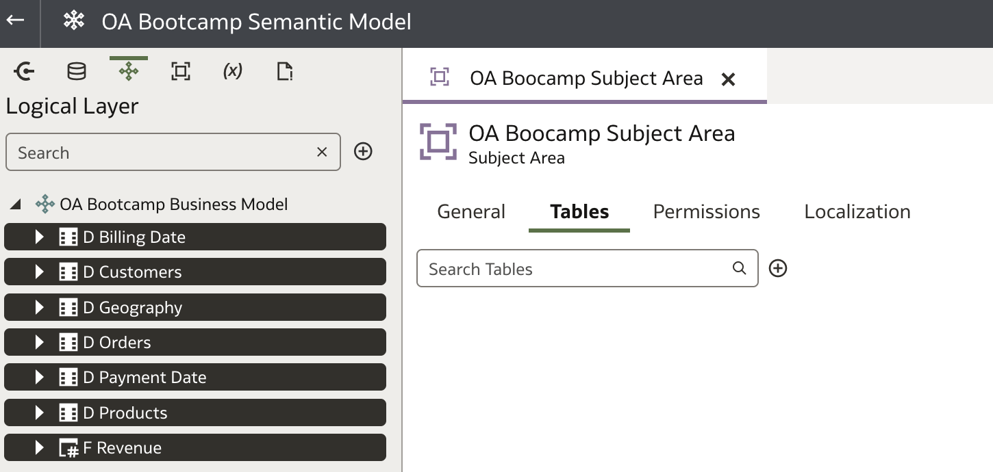 Expand business model and select tables