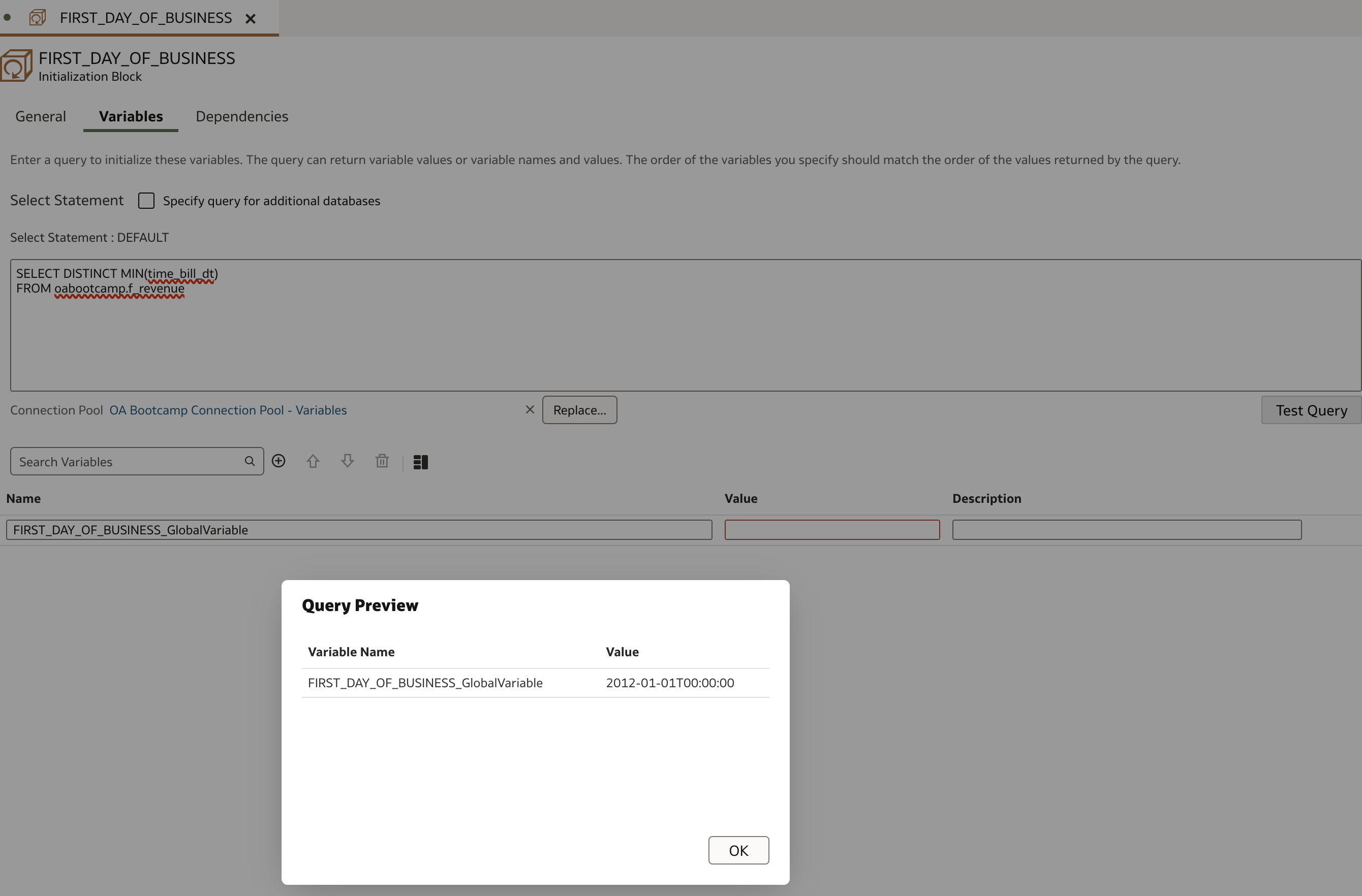 Create initialization block - Global Variable