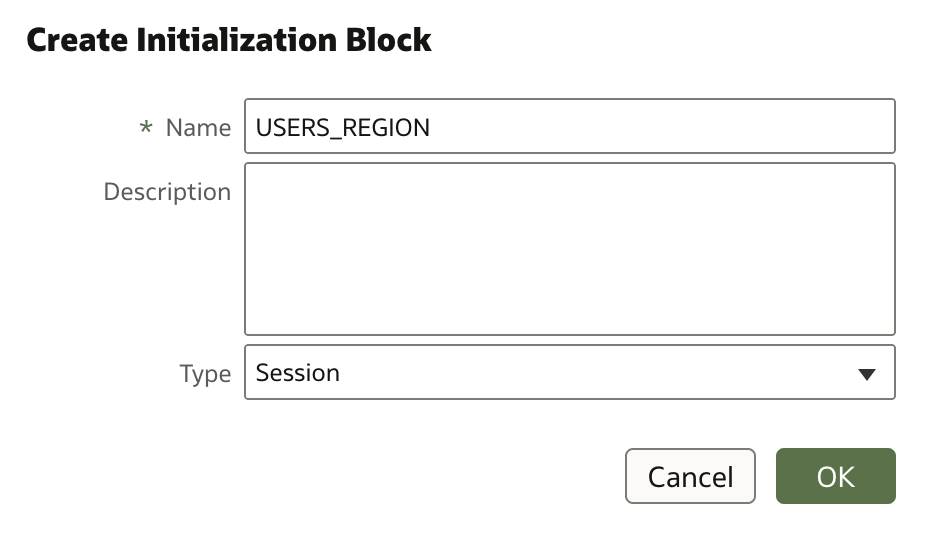 Create Initialization Block dialog
